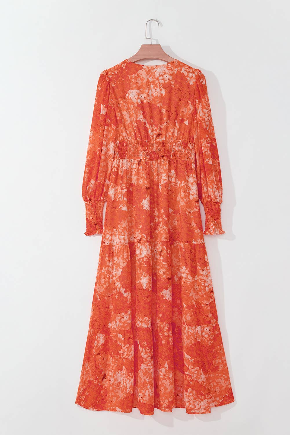 Boho Floral Print Deep V Neck Tiered Maxi Dress | S-XL